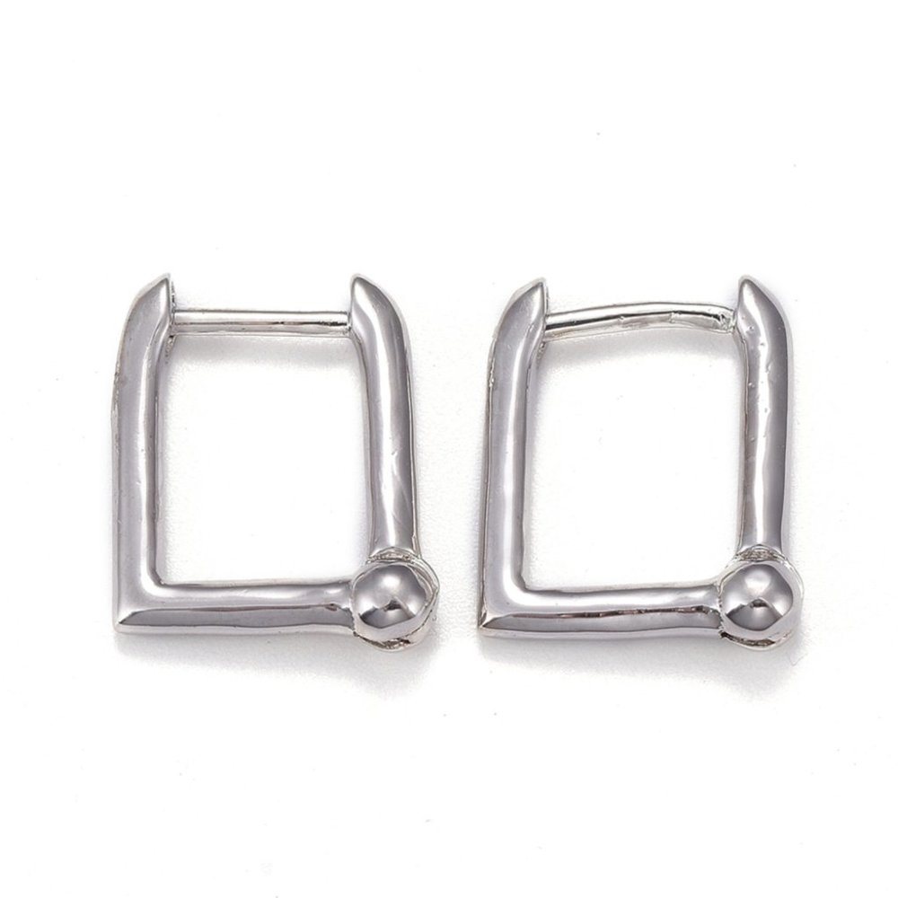 💝5/$25💖 Unisex Rectangle silver plated Brass earrings Huggie Hoops